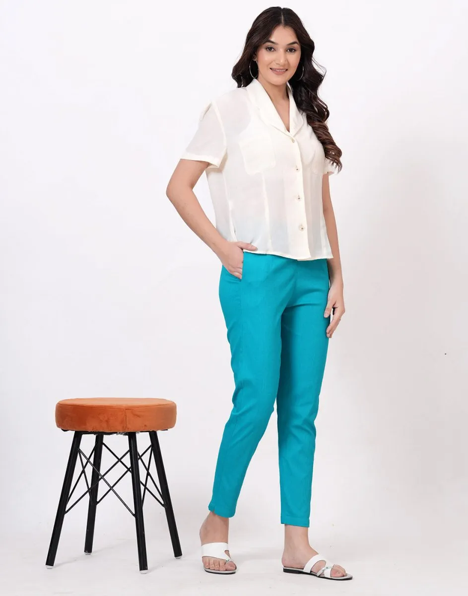 Satrangi Women's Rama Viscose Lycra Trouser