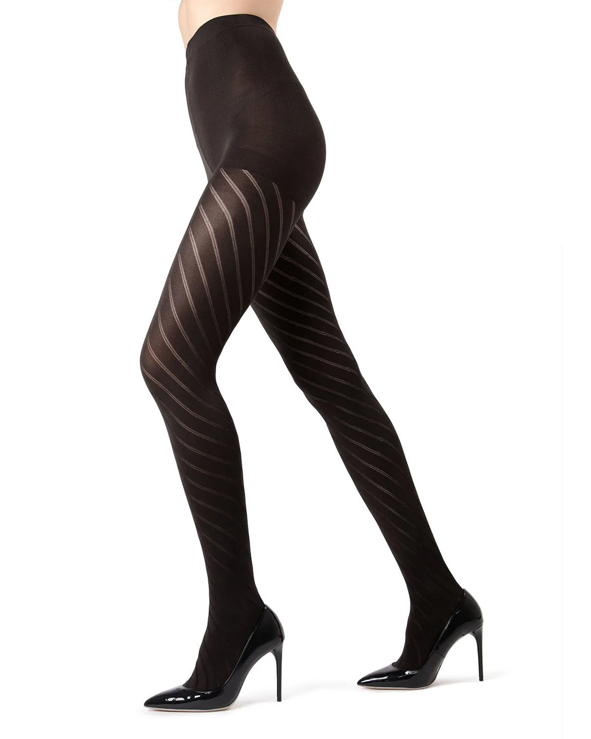 Spiral Opaque Control Top Tights