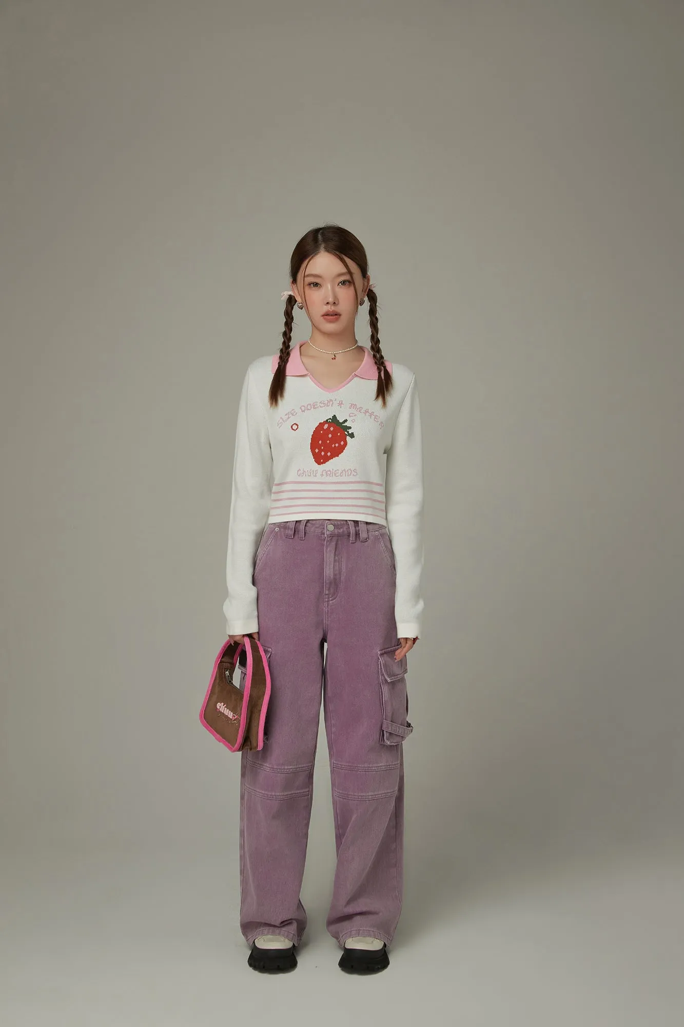 Strawberry Crop Knit Top