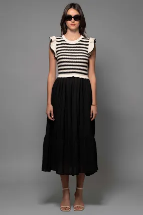 Striped Crochet Midi Dress