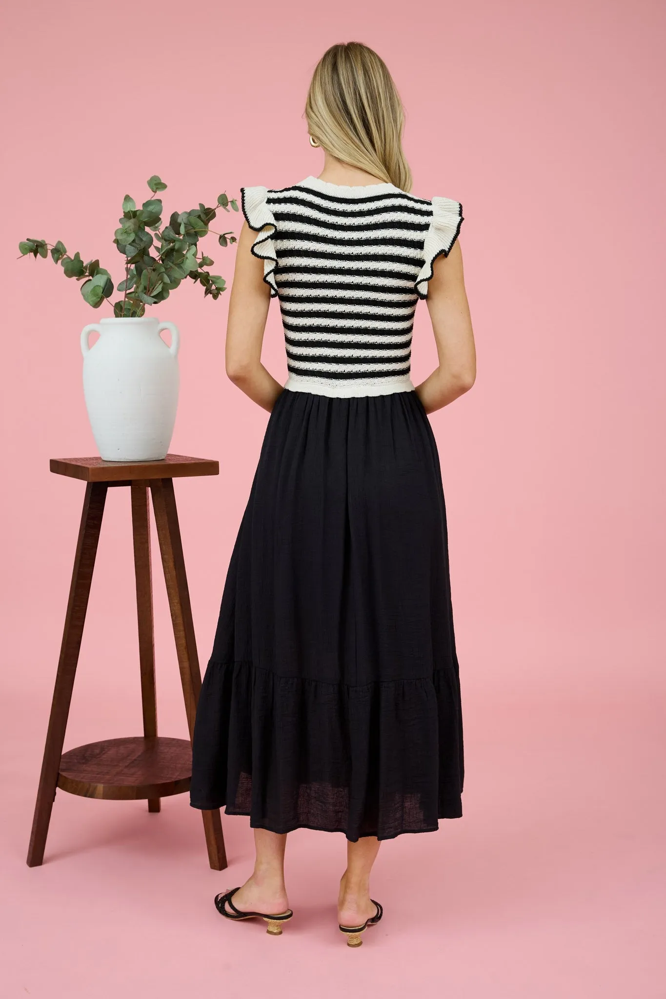 Striped Crochet Midi Dress
