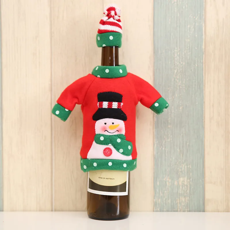 Sweater Christmas Wine Bottle Cover, Handmade Sweater Wine Bottle Bags for Christmas Decorations