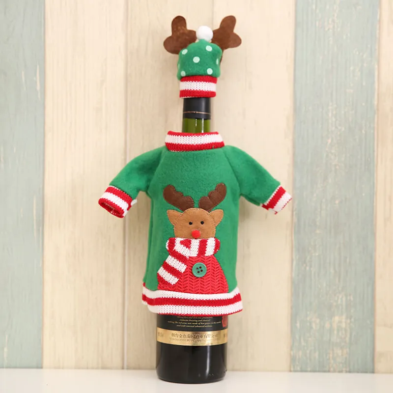 Sweater Christmas Wine Bottle Cover, Handmade Sweater Wine Bottle Bags for Christmas Decorations