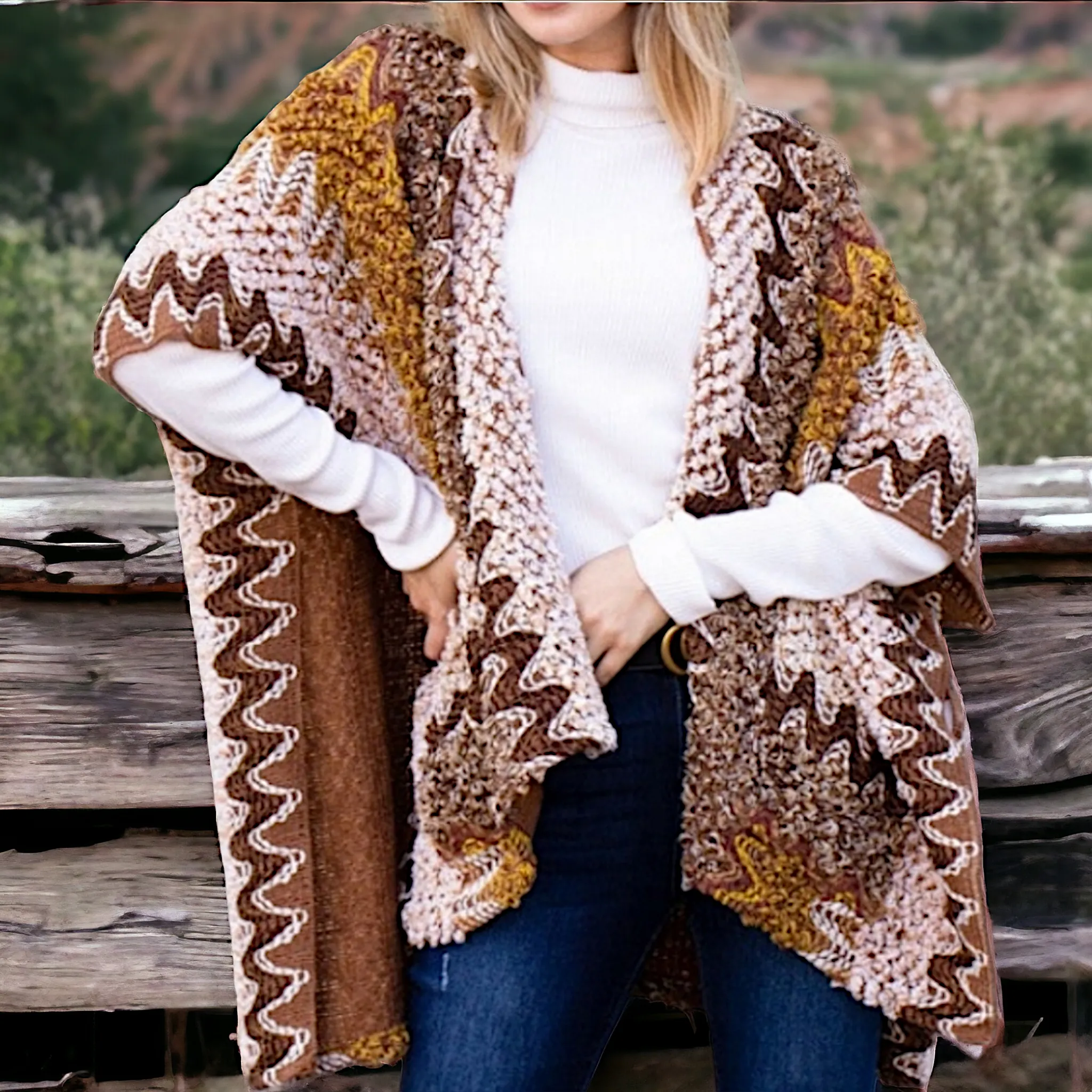Textured Woven Ruana