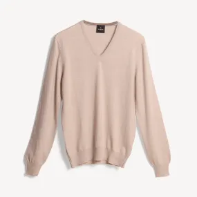 V Neck Jumper - Beige