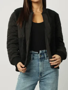 Vanessa Quilted Sherpa Jacket Black
