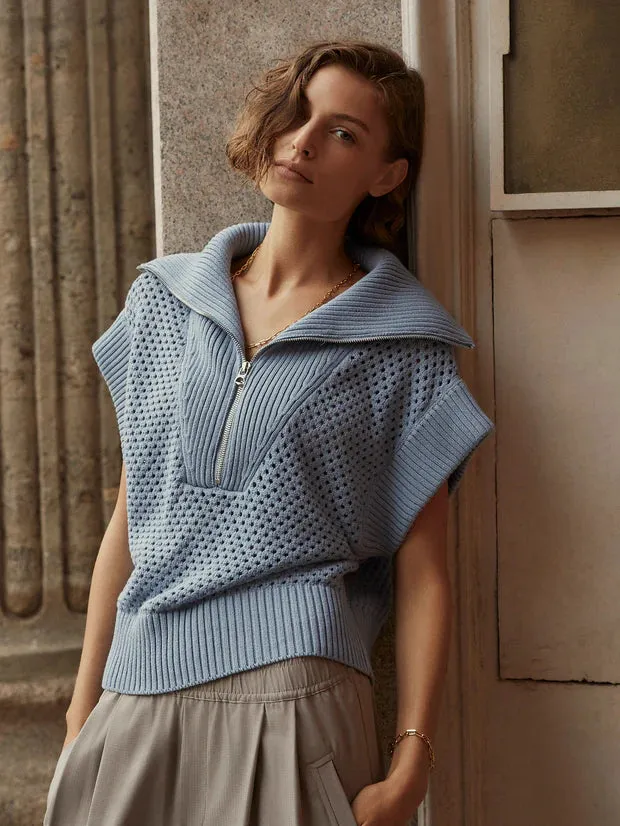 Varley - Mila Half Zip Knit in Ashley Blue