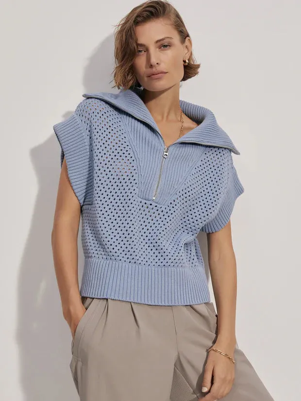 Varley - Mila Half Zip Knit in Ashley Blue
