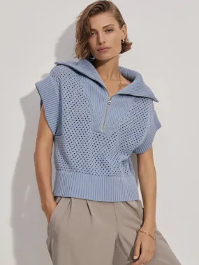 Varley - Mila Half Zip Knit in Ashley Blue