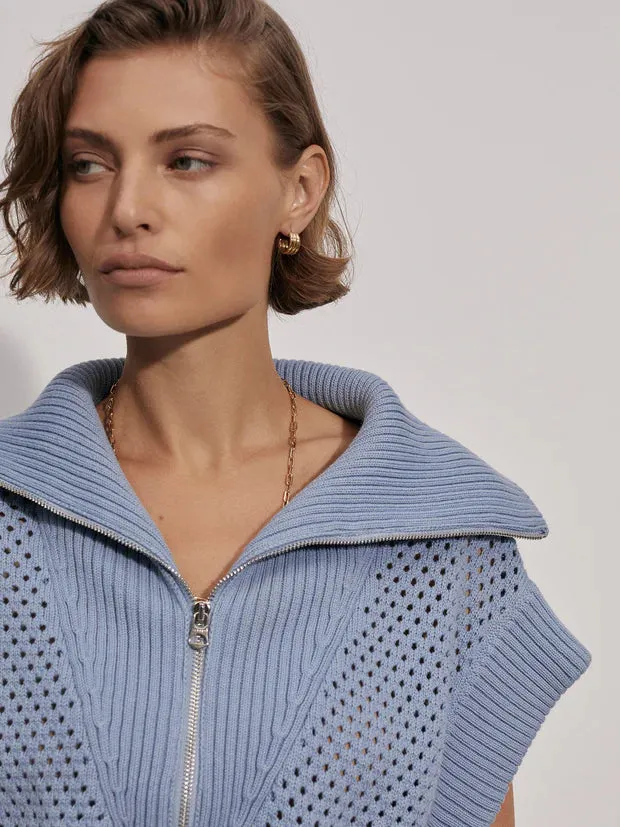 Varley - Mila Half Zip Knit in Ashley Blue