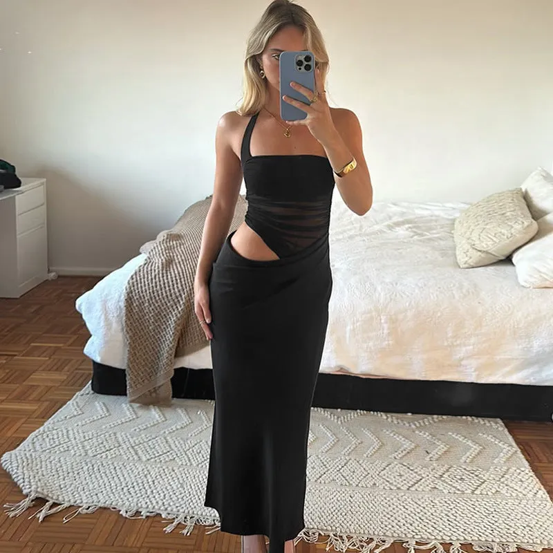Verona Mesh Patchwork Backless Sexy Maxi Dress
