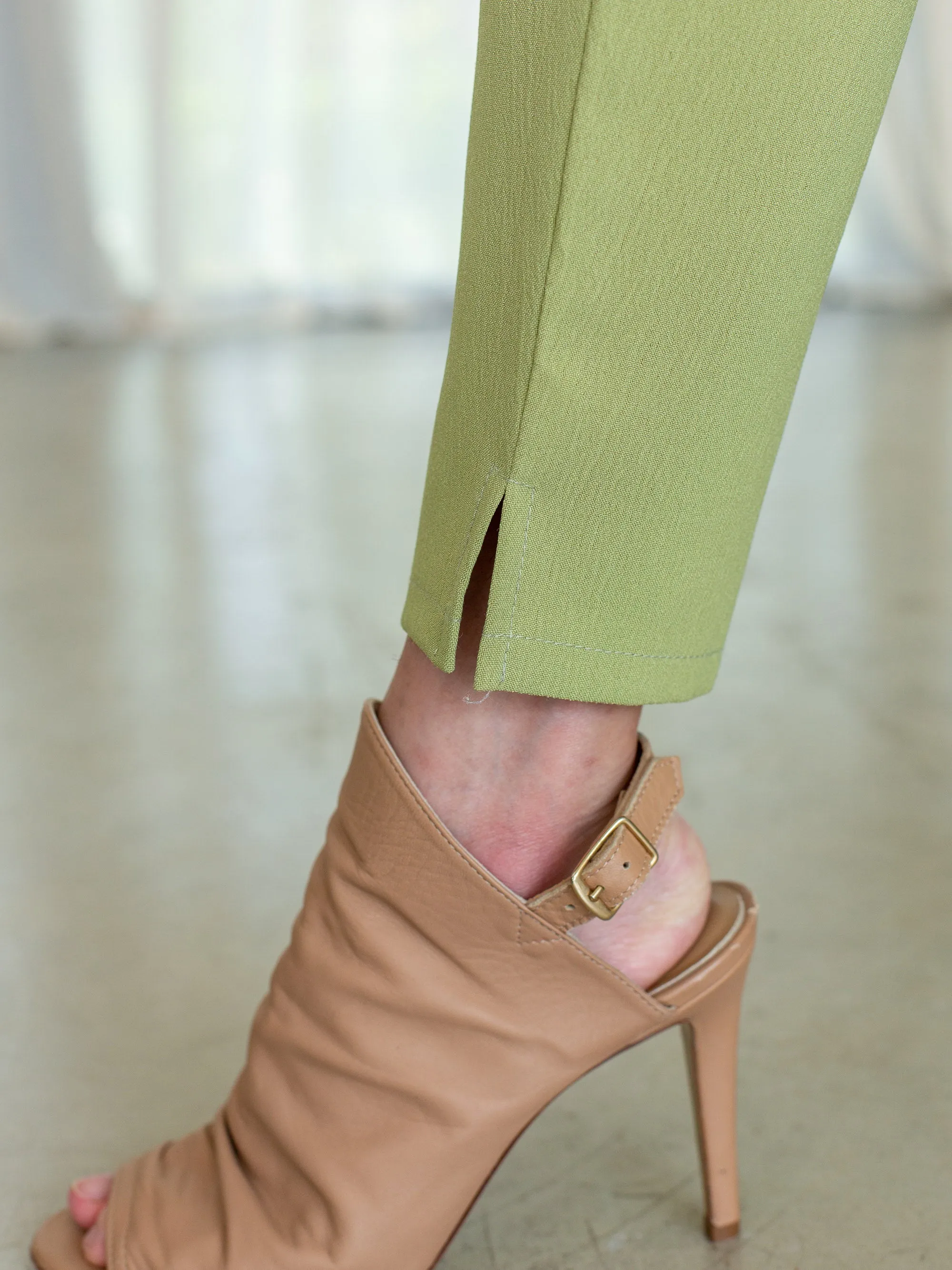 Vintage Rayon Green High Waisted Peg Trousers