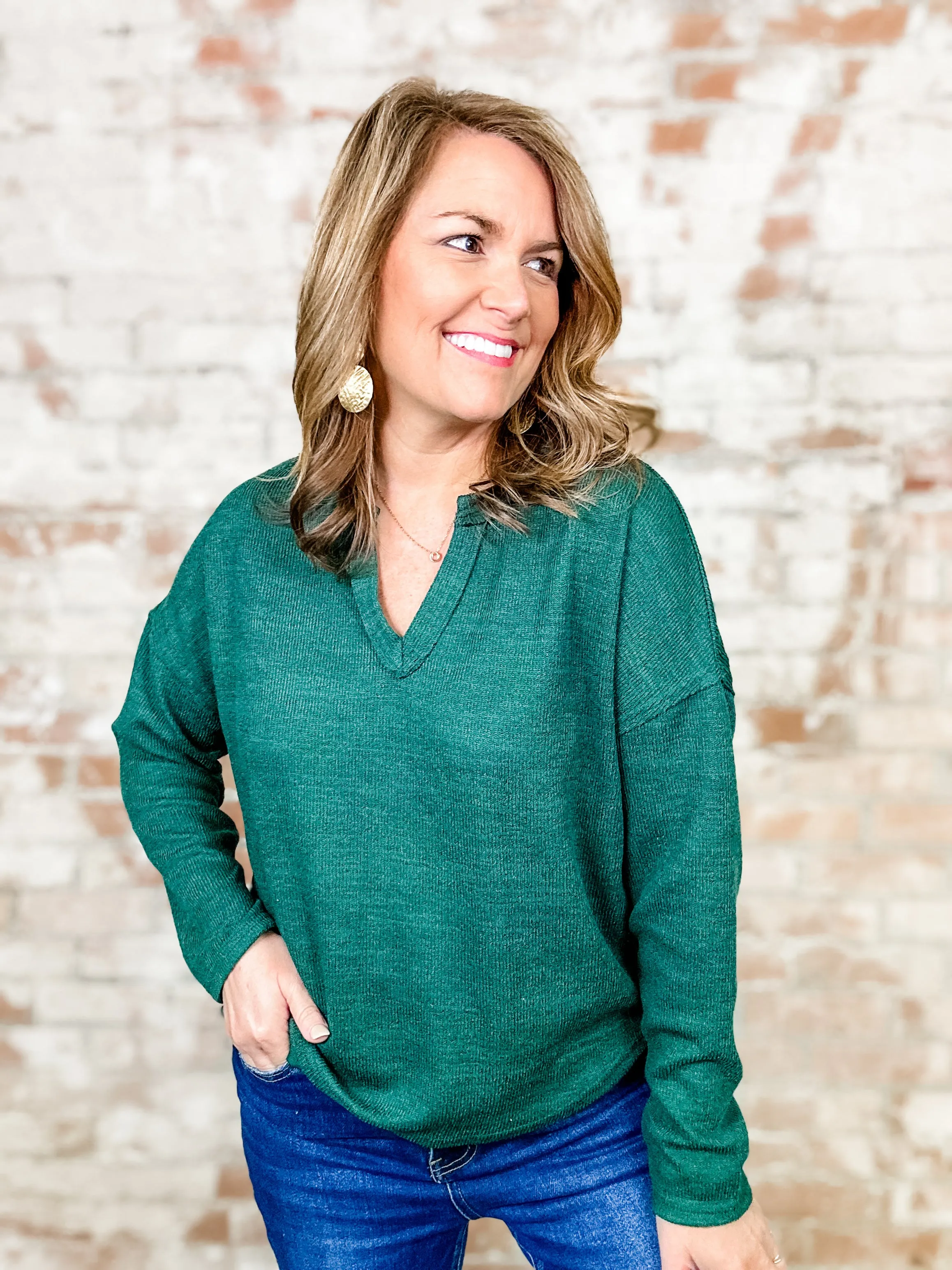 Whitney Notched Neck Knit Top - FINAL SALE