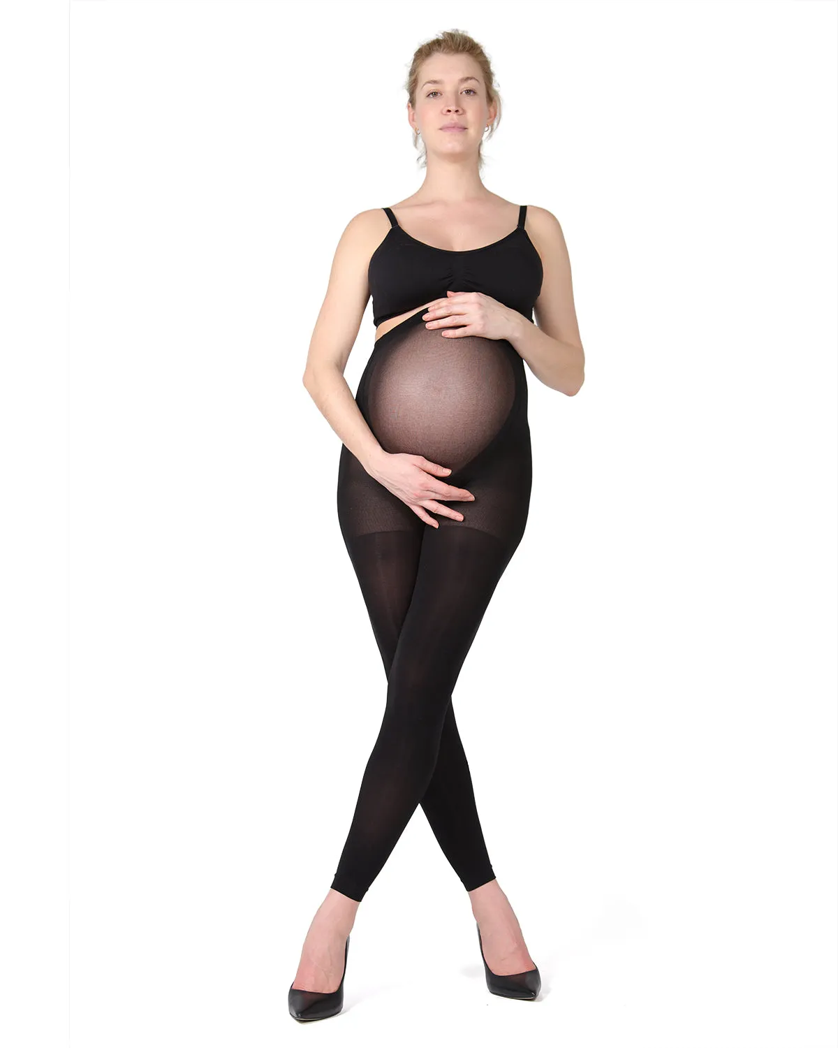 Women's Opaque Maternity Footless Tights with Extra Large Waist