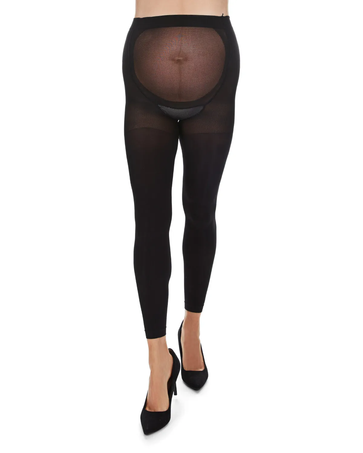 Women's Opaque Maternity Footless Tights with Extra Large Waist