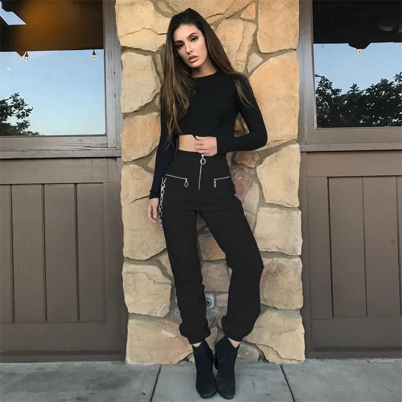 Zipped Black Sweatpants